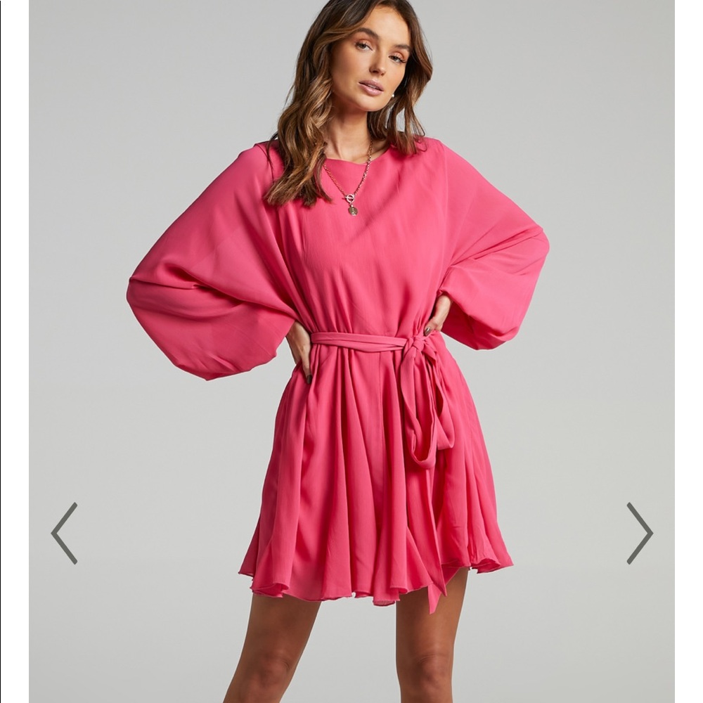 Showpo Pink Balloon Sleeve Mini Dress
